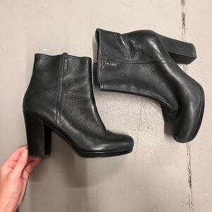 Prada black leather ankle boots